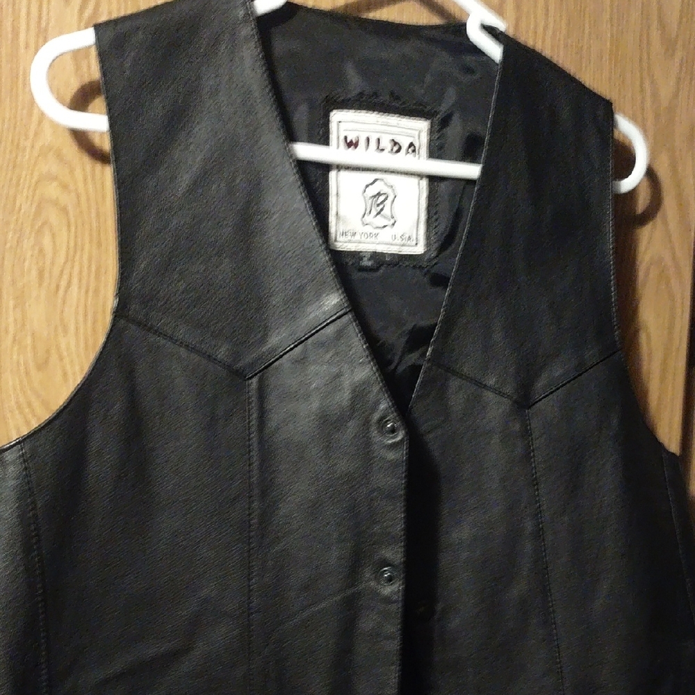 Wilda Black Leather Vest
